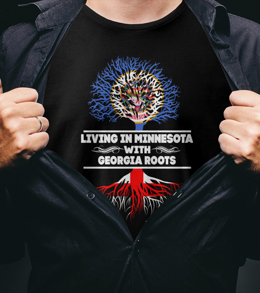 Minnesota Pride With Georgia Heritage Tree Art Featuring State Seals T-Shirt