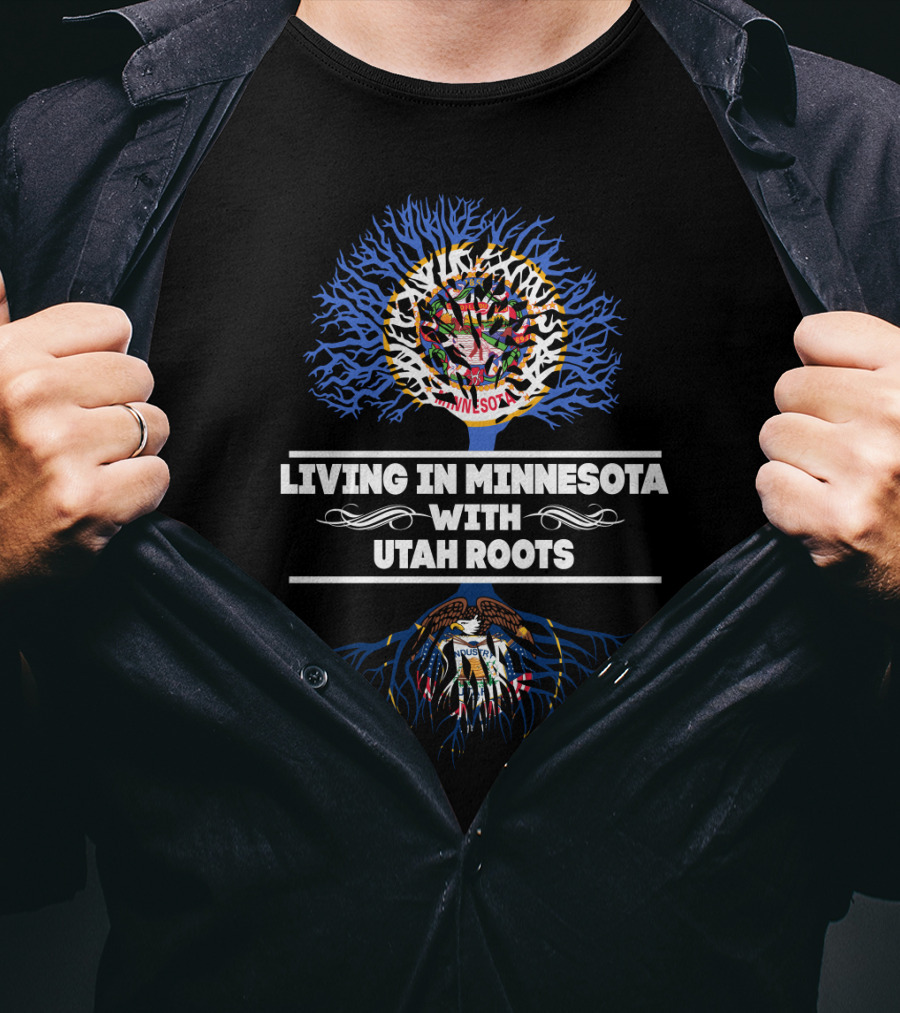 Minnesota Living With Utah Roots State Emblems And Tree T-Shirt