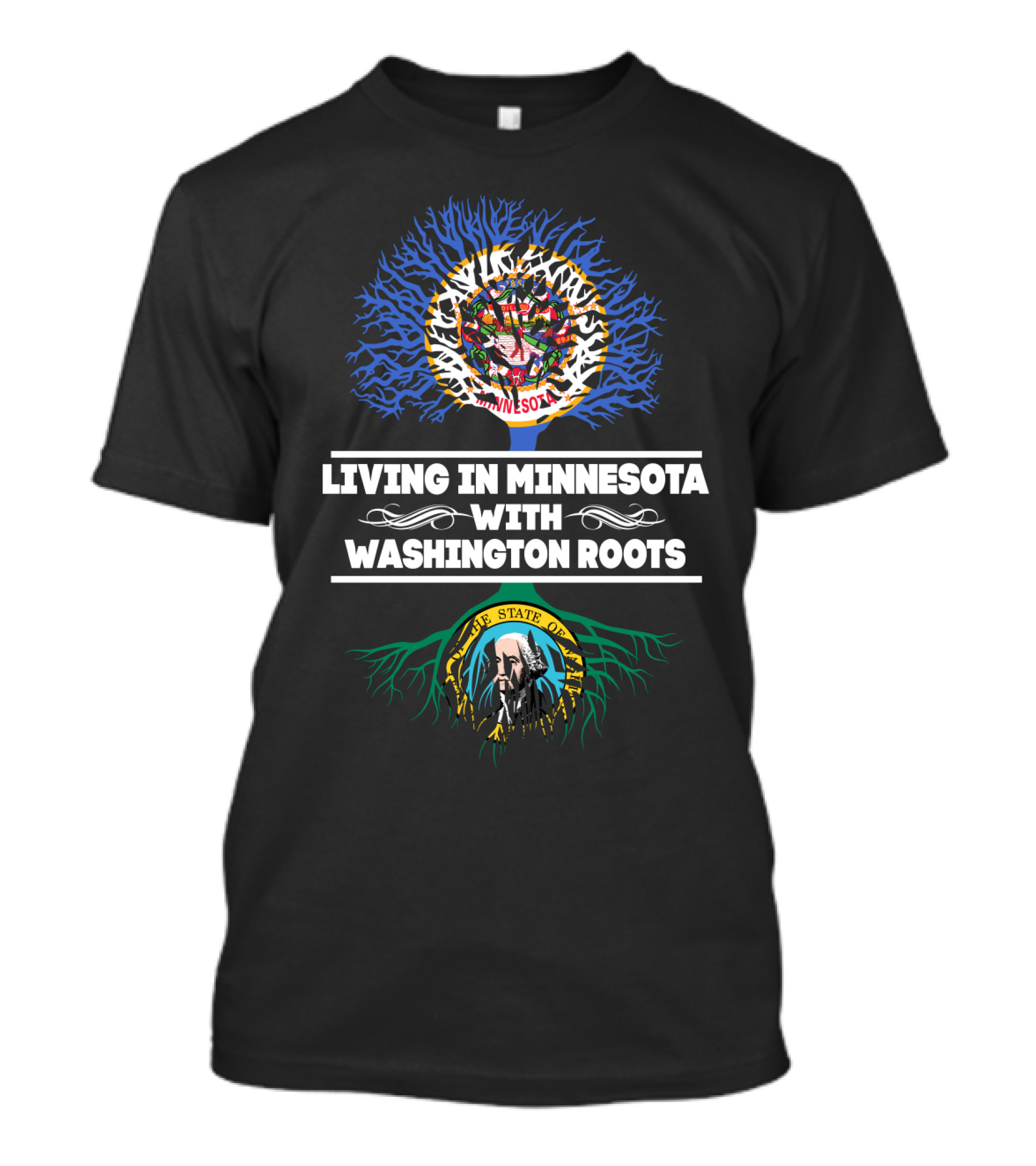 Minnesota Tree Lifestyle Highlighting Washington Heritage With State Seals T-Shirt