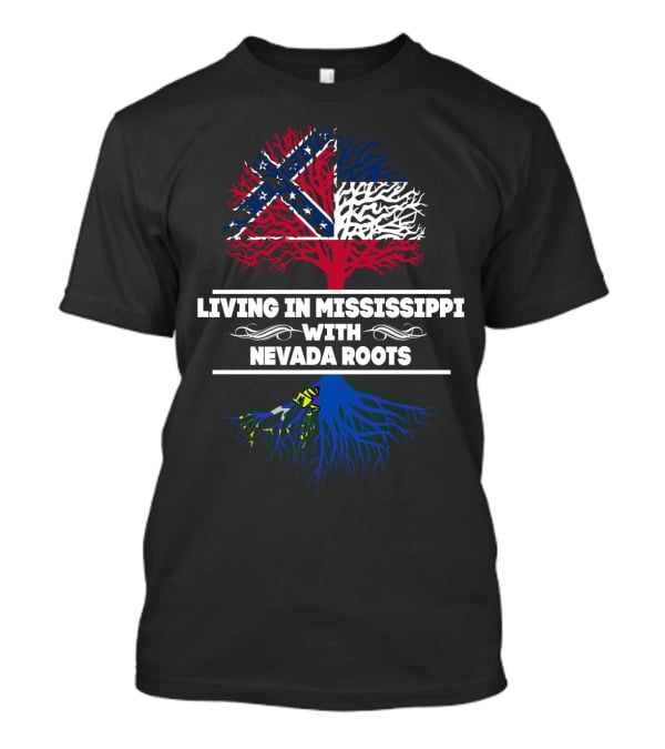 Mississippi State Flag Tree Graphic With Nevada Roots Symbolism T-Shirt