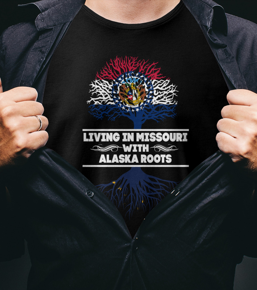 Missouri State Flag Tree With Alaska Roots Connection T-Shirt