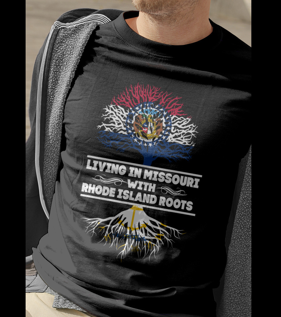 Missouri Pride Blending With Rhode Island Heritage Featuring State Colors And Symbols T-Shirt