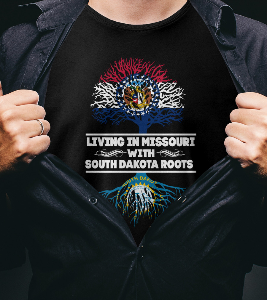 Missouri Pride With South Dakota Heritage State Flag Tree T-Shirt