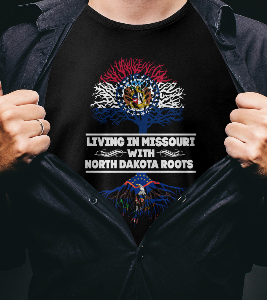 Missouri Pride With North Dakota Heritage Featuring State Symbols T-Shirt