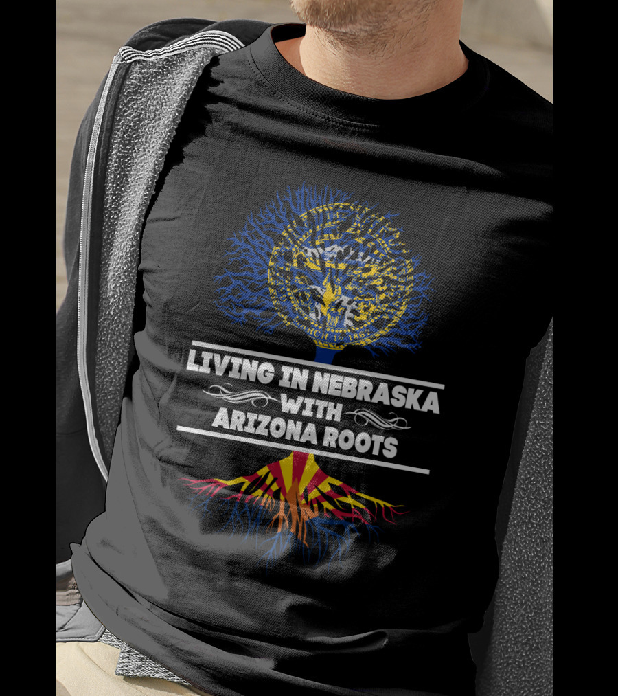 Nebraska Life Embracing Heritage Of Arizona With State Seal And Flag Roots T-Shirt