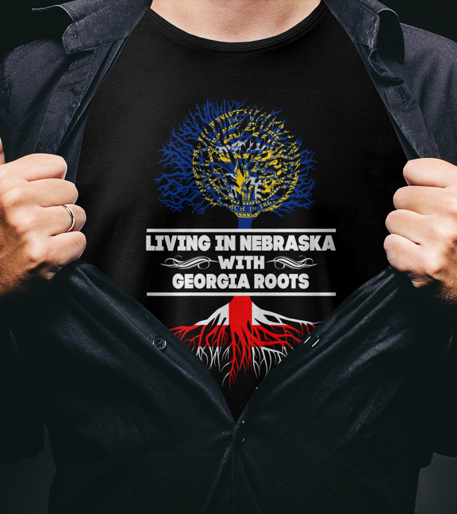 Living In Nebraska With Georgia Roots Nebraska State Seal Tree T-Shirt