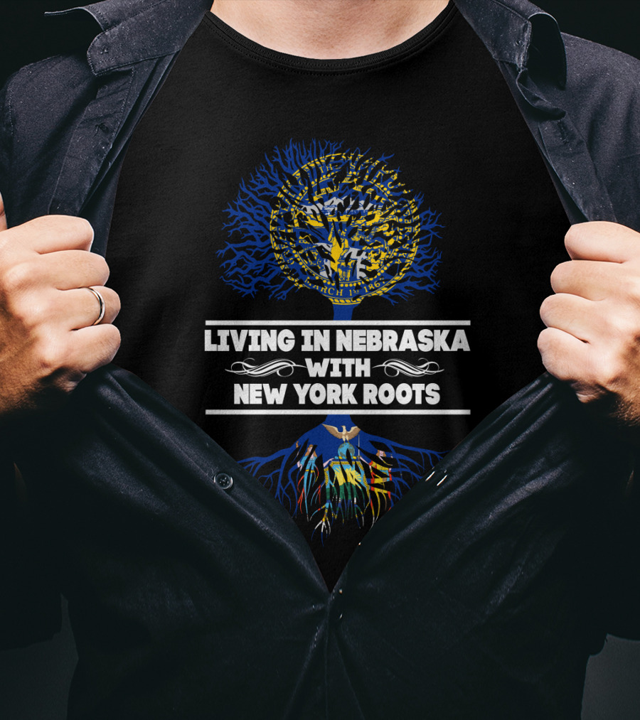 Nebraska Living With New York Roots State Pride Tree T-Shirt