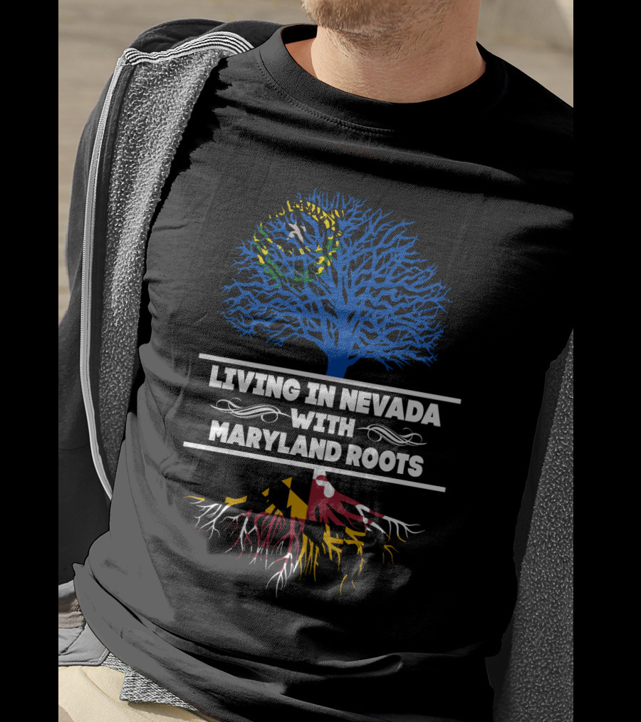 Nevada Pride Maryland Heritage State Flag Tree Roots T-Shirt
