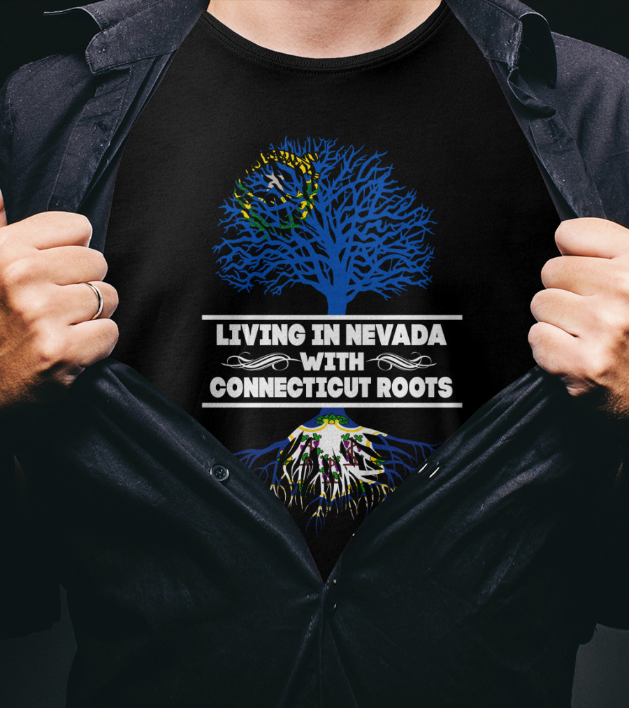 Living In Nevada With Connecticut Roots Brazil Flag Tree And Root T-Shirt