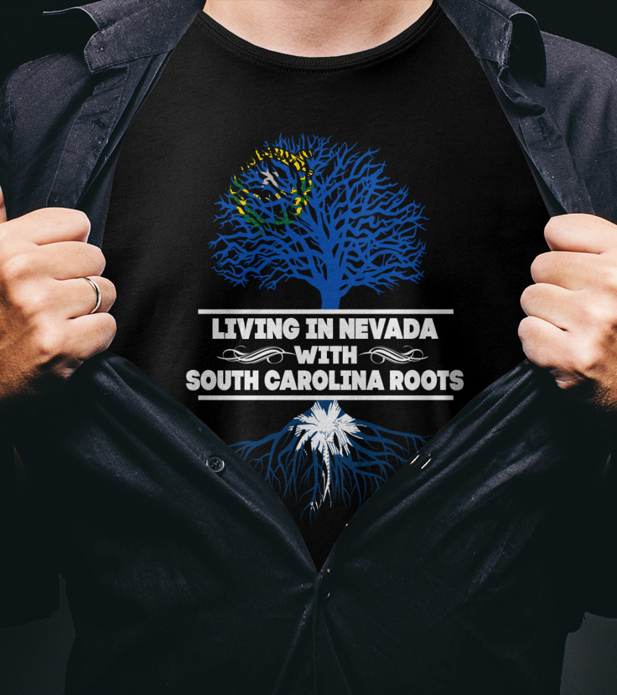 Nevada Living South Carolina Roots Blue Tree Flag T-Shirt