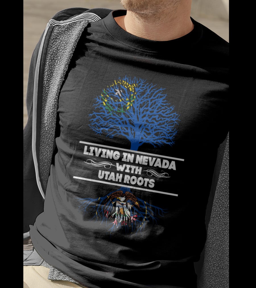 Nevada Pride With Utah Heritage Emblem Featuring State Symbols And Roots T-Shirt