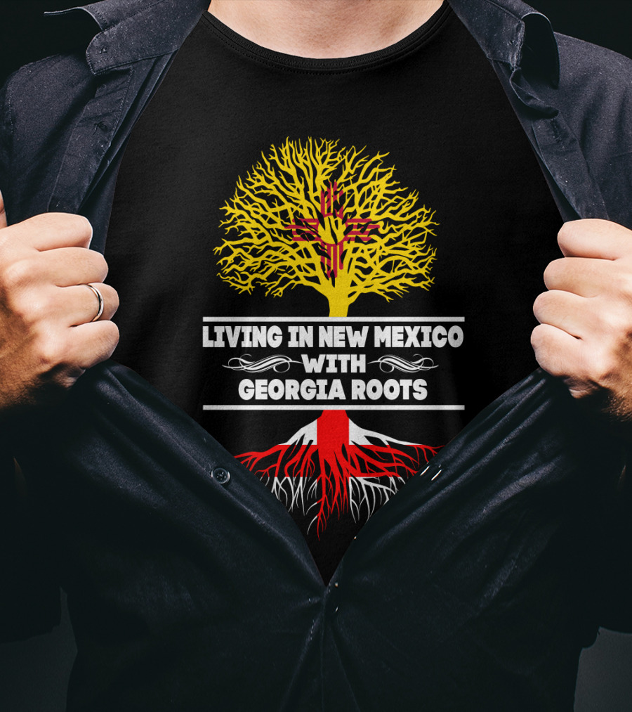Living In New Mexico With Georgia Roots Zia Symbol Tree T-Shirt