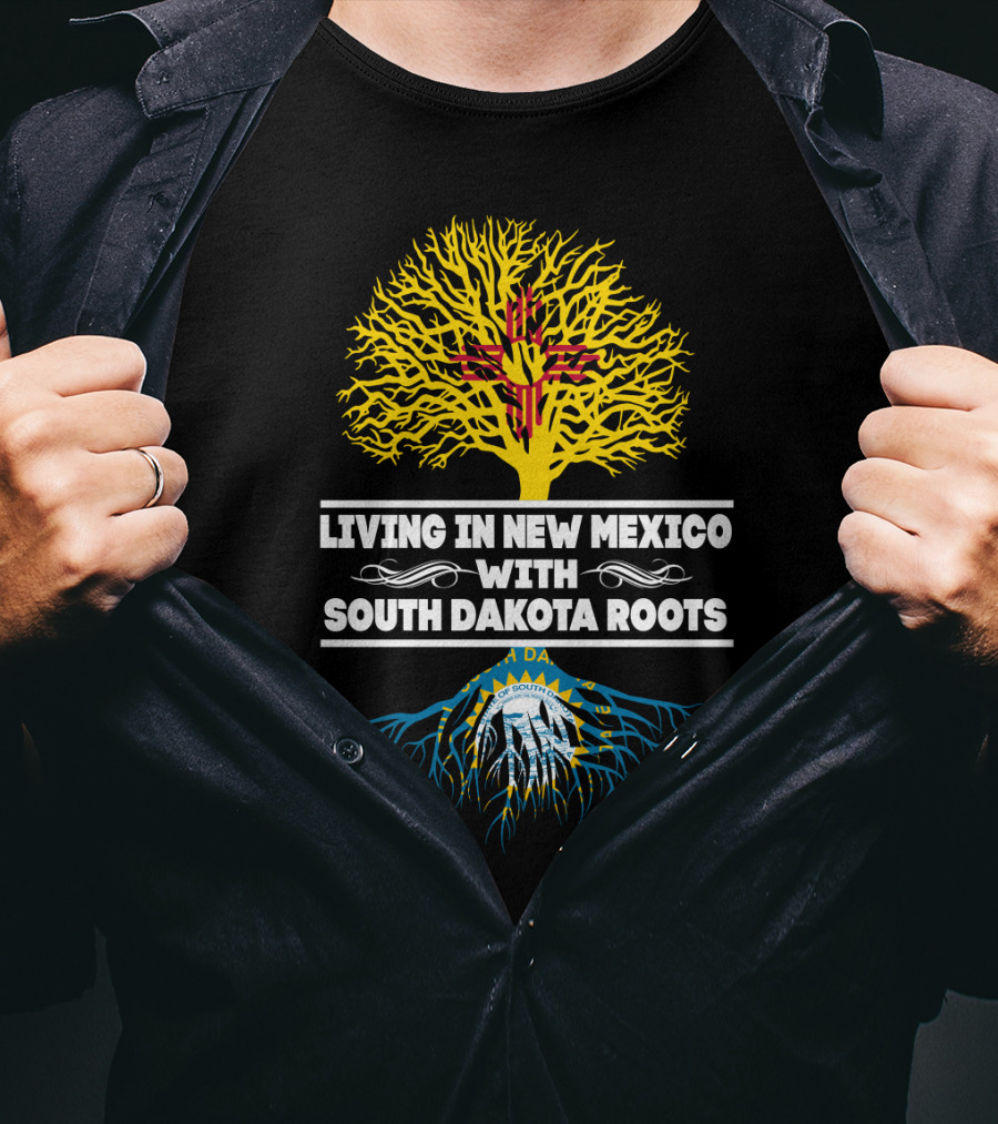 Living In New Mexico With South Dakota Roots Zia Symbol And State Seal Tree T-Shirt