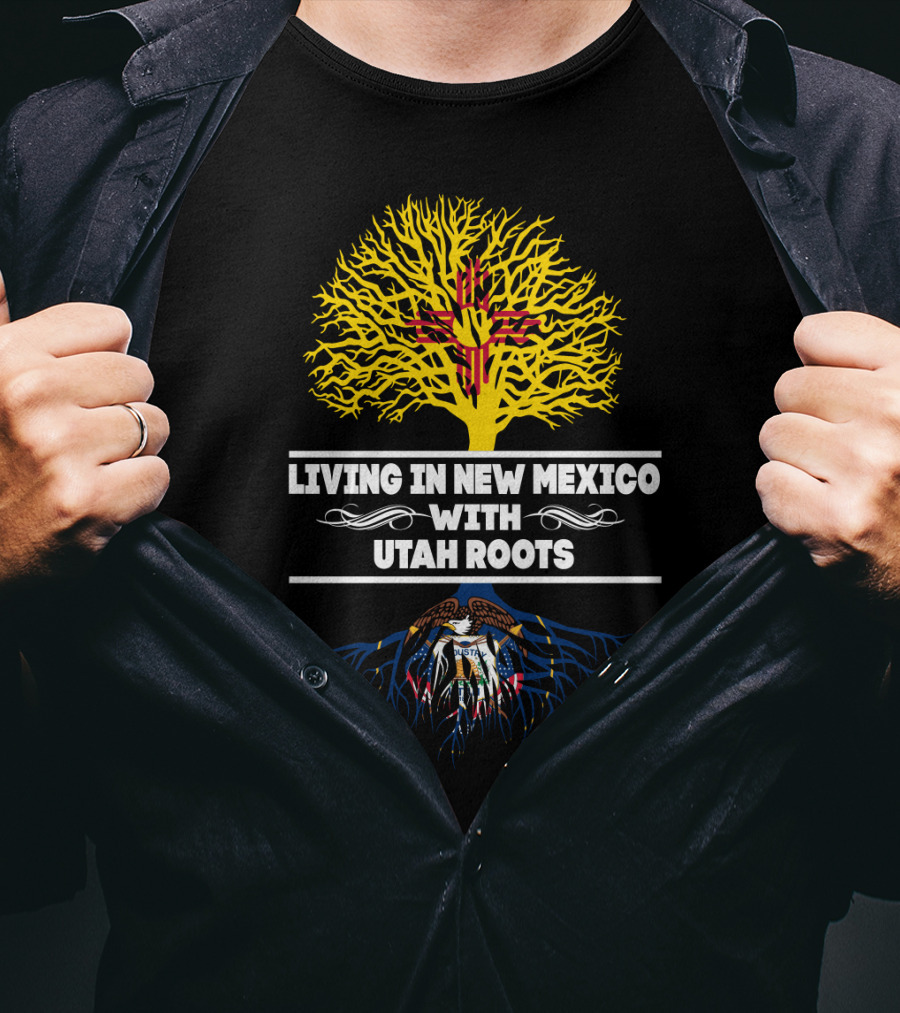 Living In New Mexico With Utah Roots Zia Symbol And Utah State Seal Tree T-Shirt