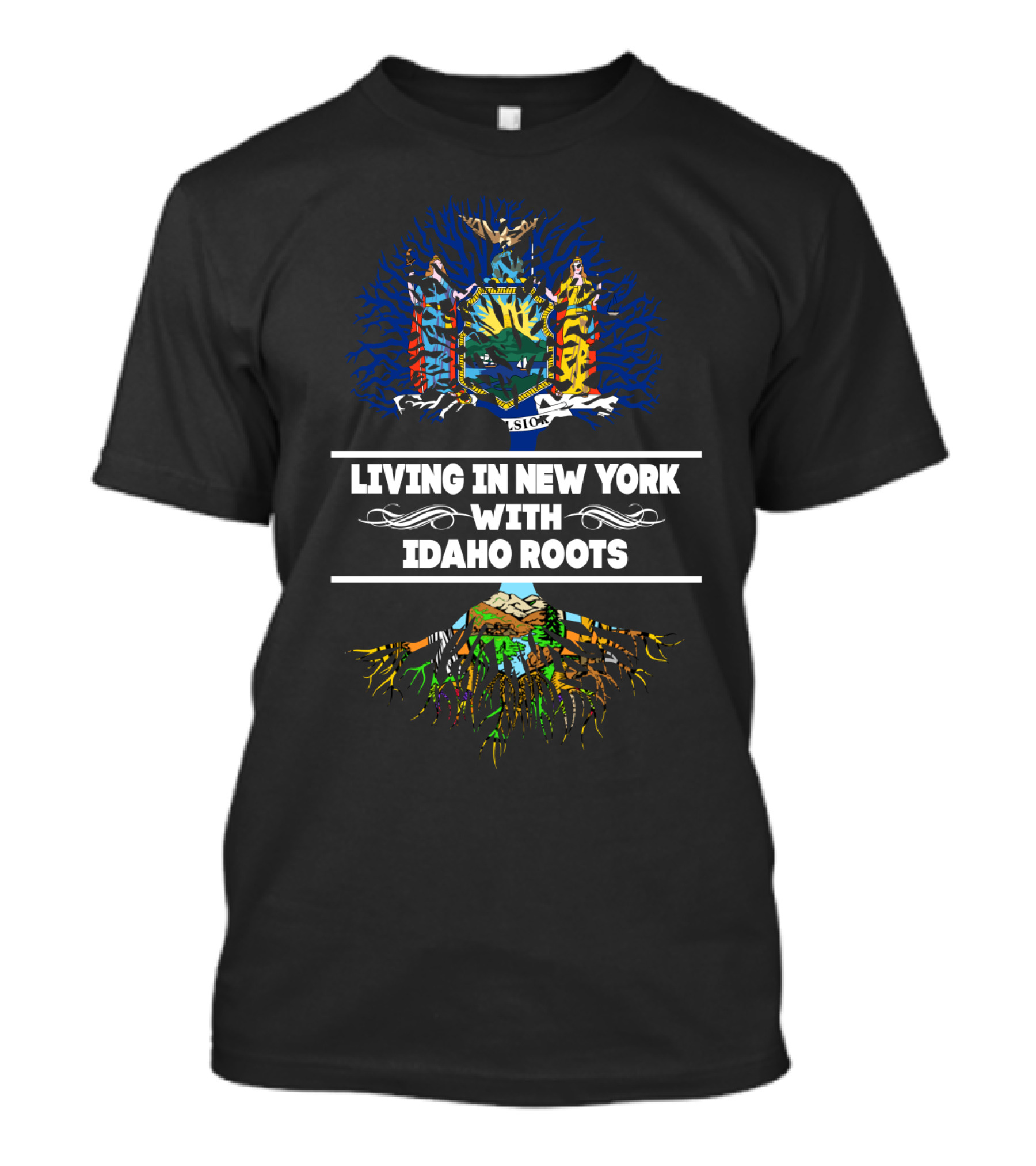 Living In New York Embracing Idaho Roots With State Coat Tree T-Shirt