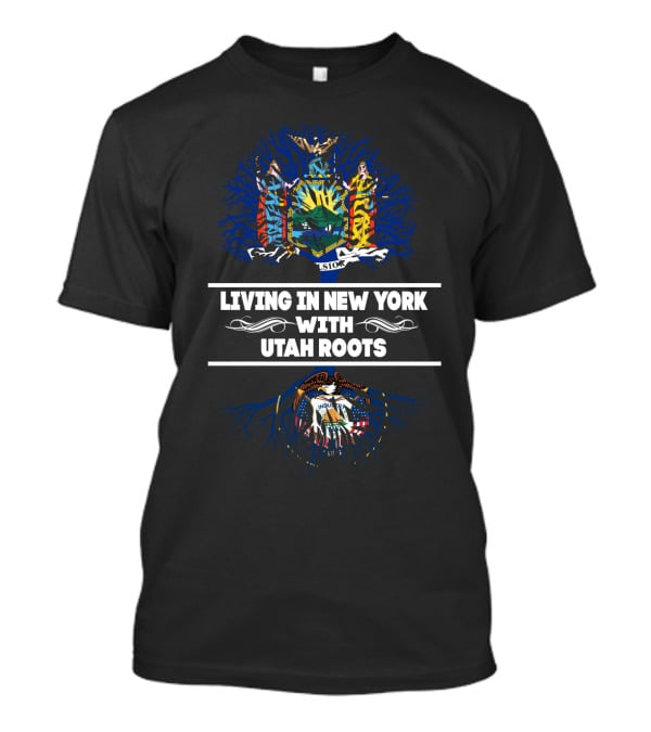 New York Living Utah Roots With State Emblems And Tree T-Shirt