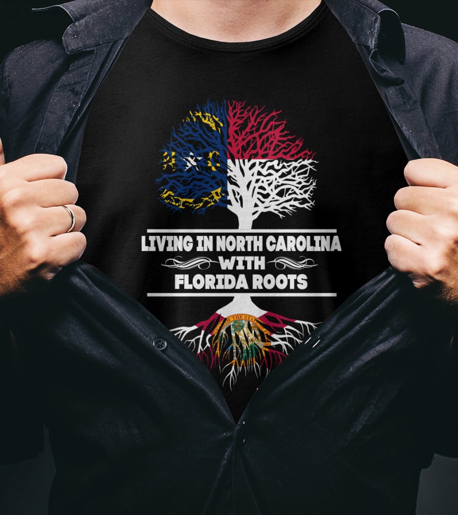 Vibrant State Pride: Living In North Carolina With Strong Florida Roots Tree T-Shirt