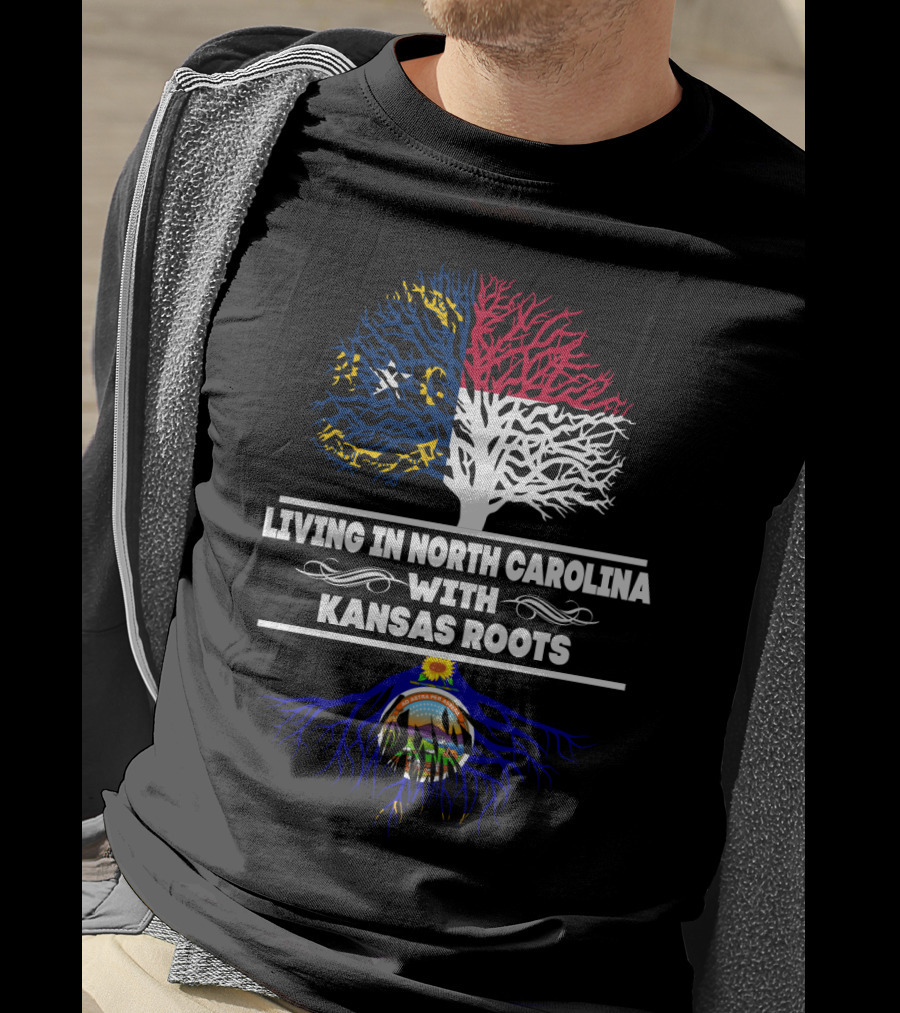 North Carolina Flag Tree With Kansas Roots And State Seal Symbolism T-Shirt
