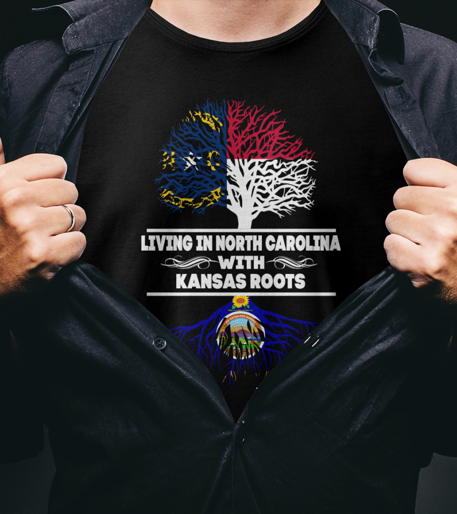 North Carolina Flag Tree With Kansas Roots And State Seal Symbolism T-Shirt