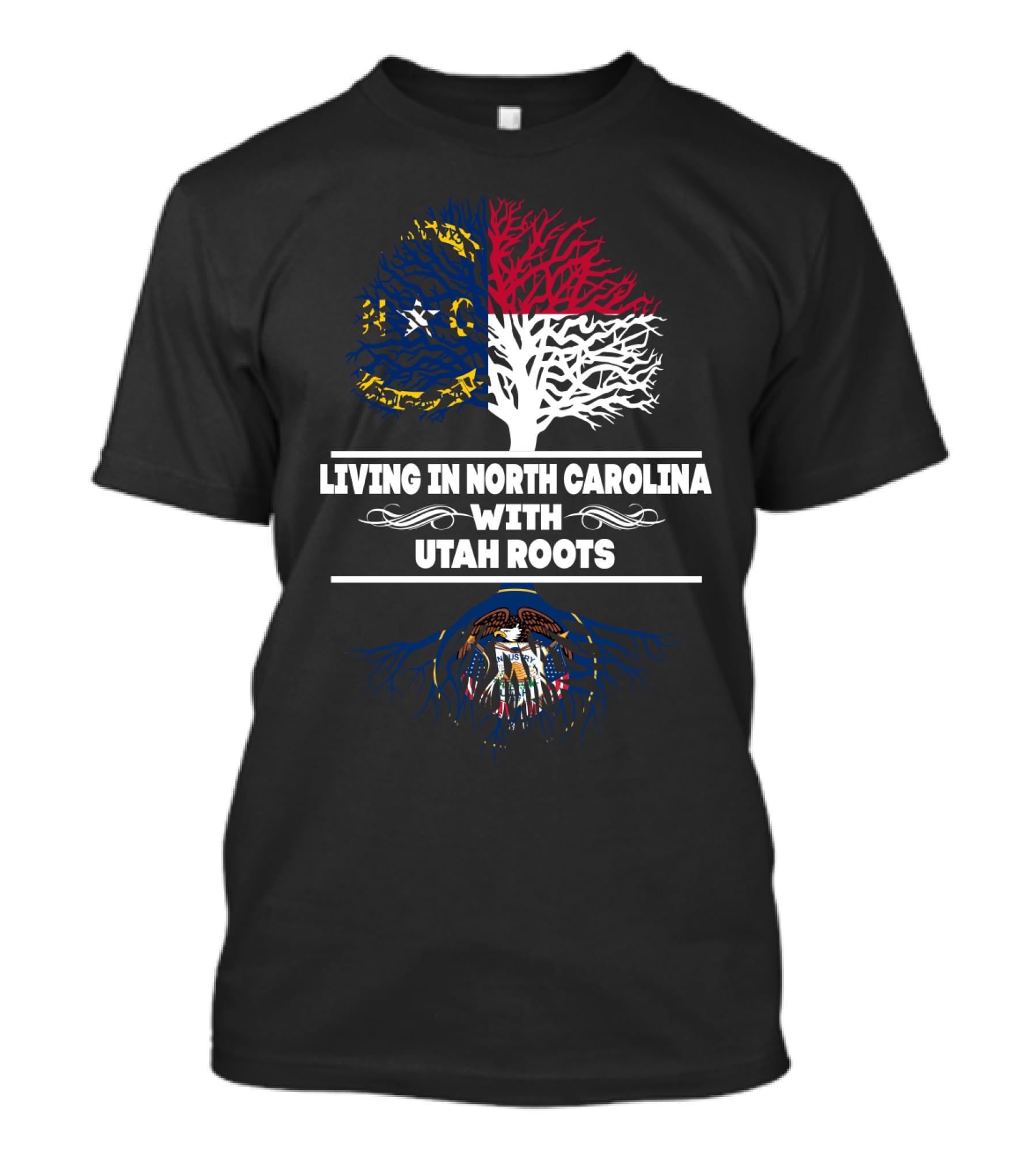 North Carolina Living With Utah Heritage Flag Roots In Tree T-Shirt