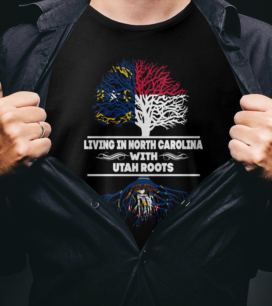North Carolina Living With Utah Heritage Flag Roots In Tree T-Shirt