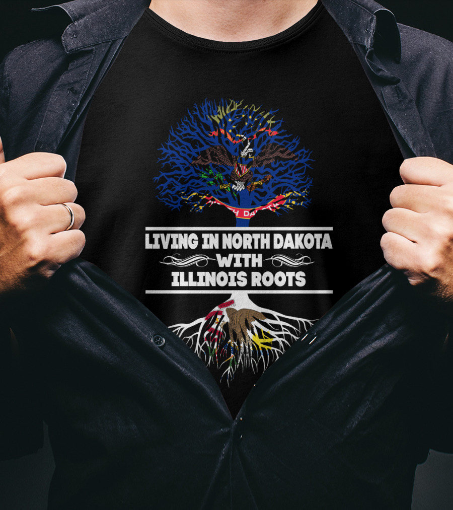 North Dakota Living Illinois Roots State Pride Heritage Tree T-Shirt