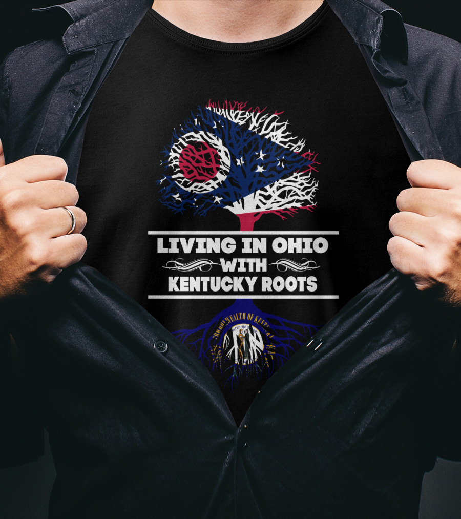 Ohio And Kentucky Heritage With Tree Design And State Symbols T-Shirt