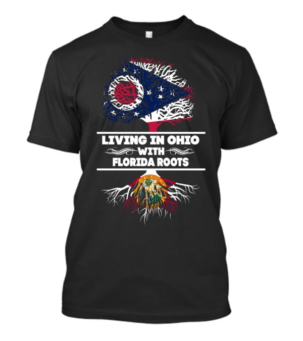 Ohio State Flag Tree With Embedded Florida State Seal: Dual Heritage Connection T-Shirt