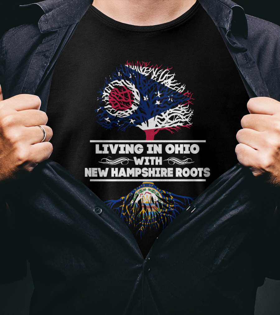 Ohio Pride And New Hampshire Heritage Tree Design Featuring State Symbols T-Shirt