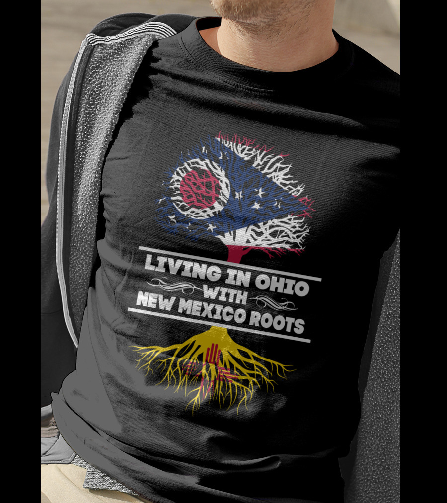 Living In Ohio With New Mexico Roots Flag-Inspired Tree T-Shirt