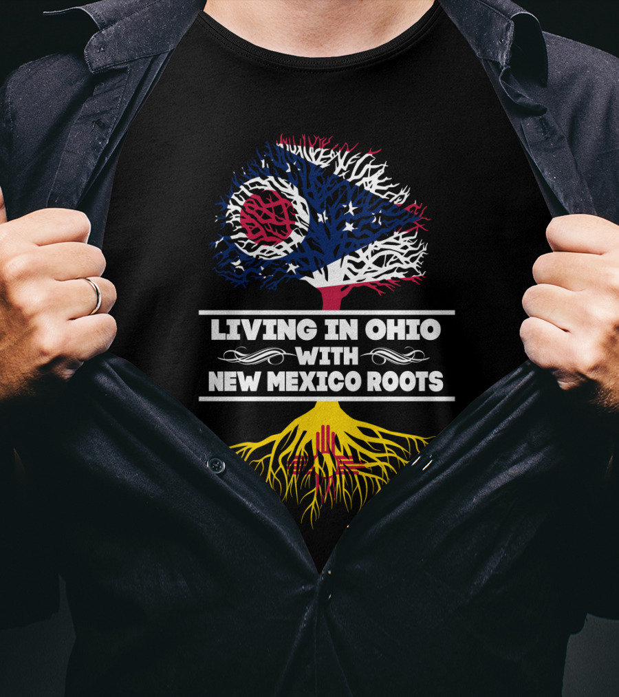 Living In Ohio With New Mexico Roots Flag-Inspired Tree T-Shirt