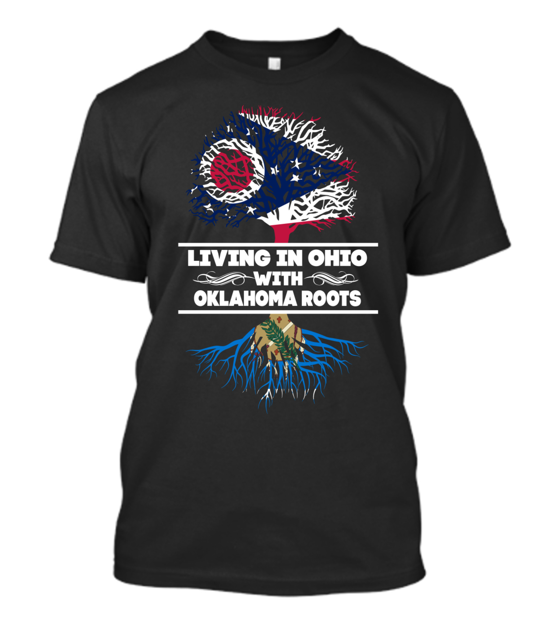 Living In Ohio With Strong Oklahoma Roots Flag Tree T-Shirt