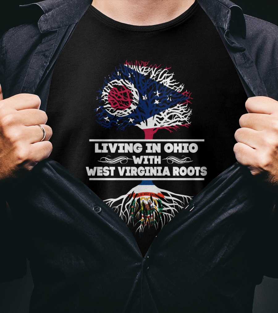 Ohio Flag Tree With West Virginia Roots Flag T-Shirt
