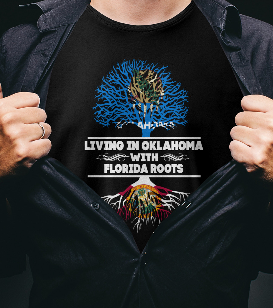 Living In Oklahoma With Florida Roots Camouflage And Flag-Inspired Tree T-Shirt