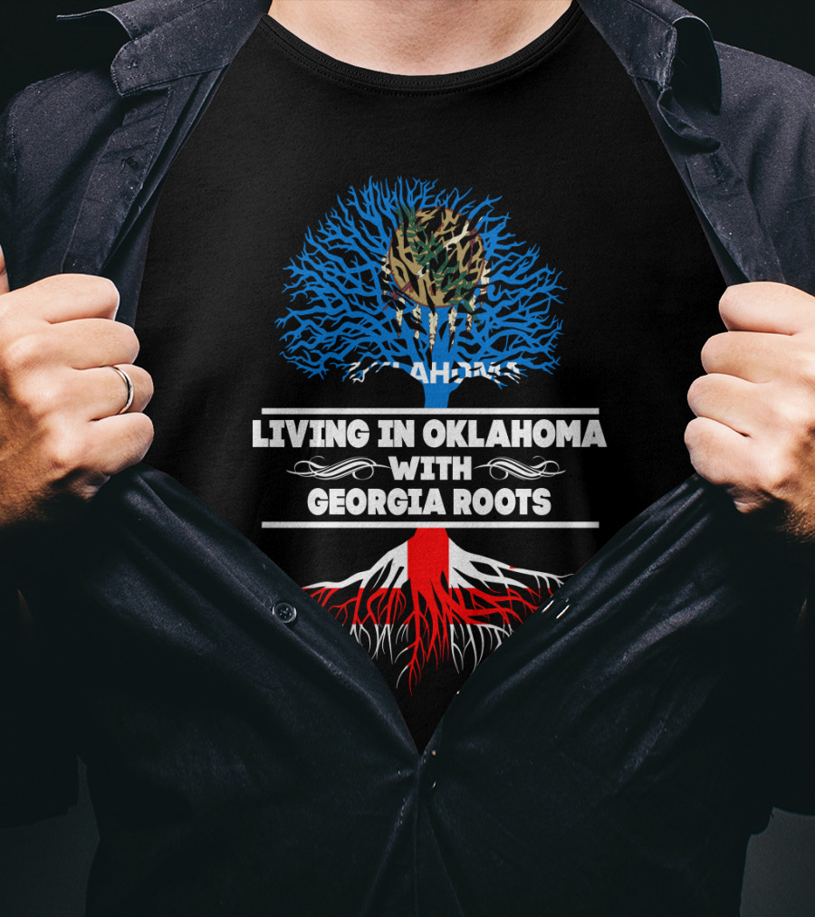 Oklahoma Flag Tree Symbolizing Georgia Roots Heritage And Connection T-Shirt