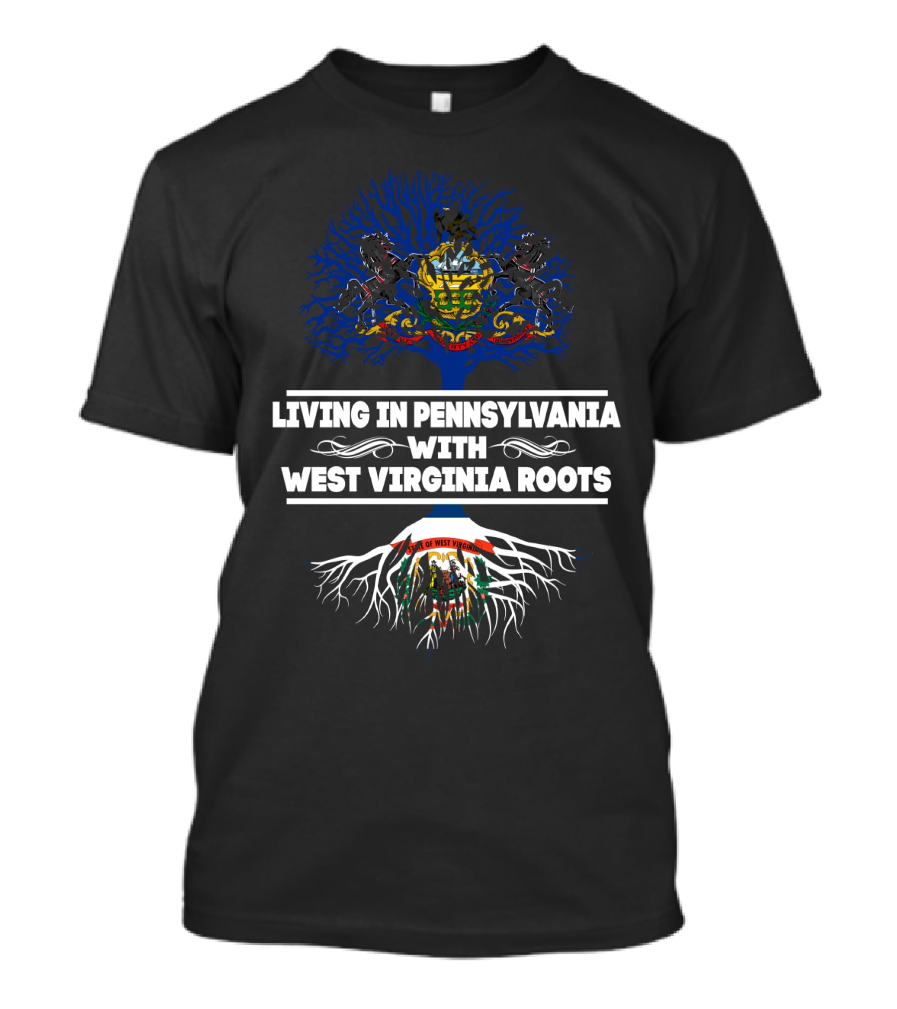 Pennsylvania Living West Virginia Roots Tree With State Crests T-Shirt