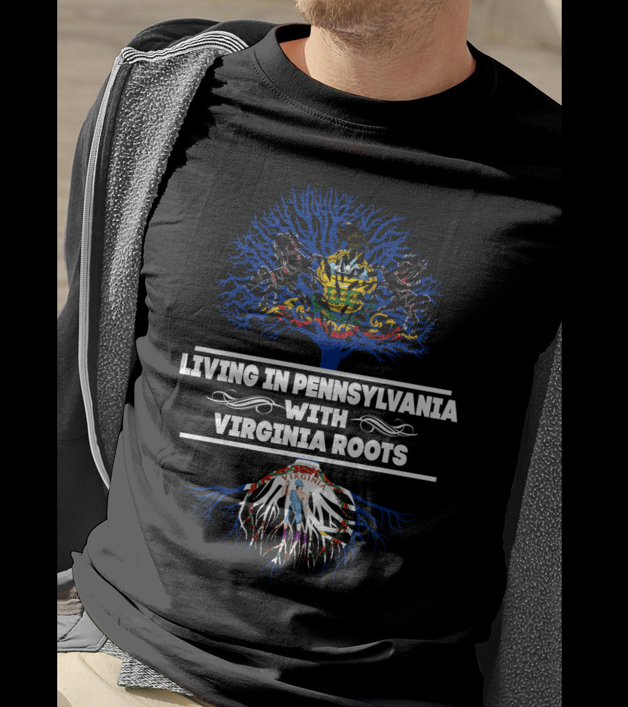 Pennsylvania Heritage With Virginia Roots Tree And State Crests T-Shirt