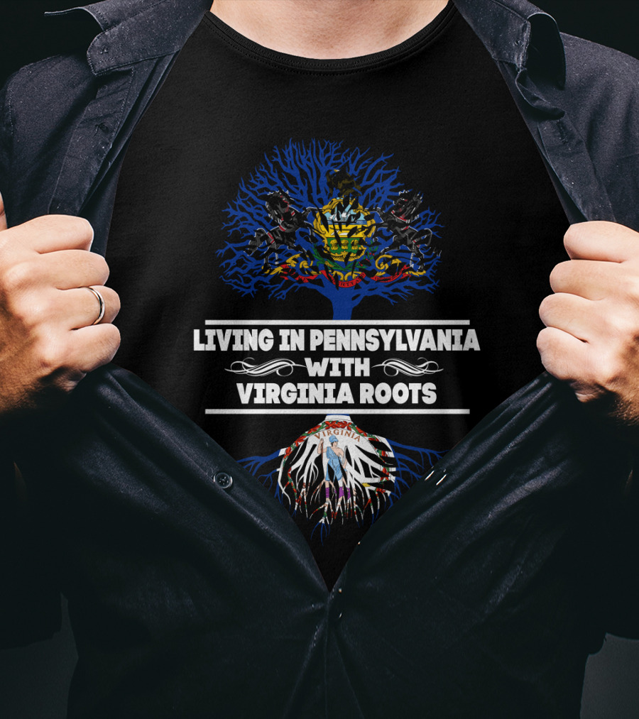 Pennsylvania Heritage With Virginia Roots Tree And State Crests T-Shirt