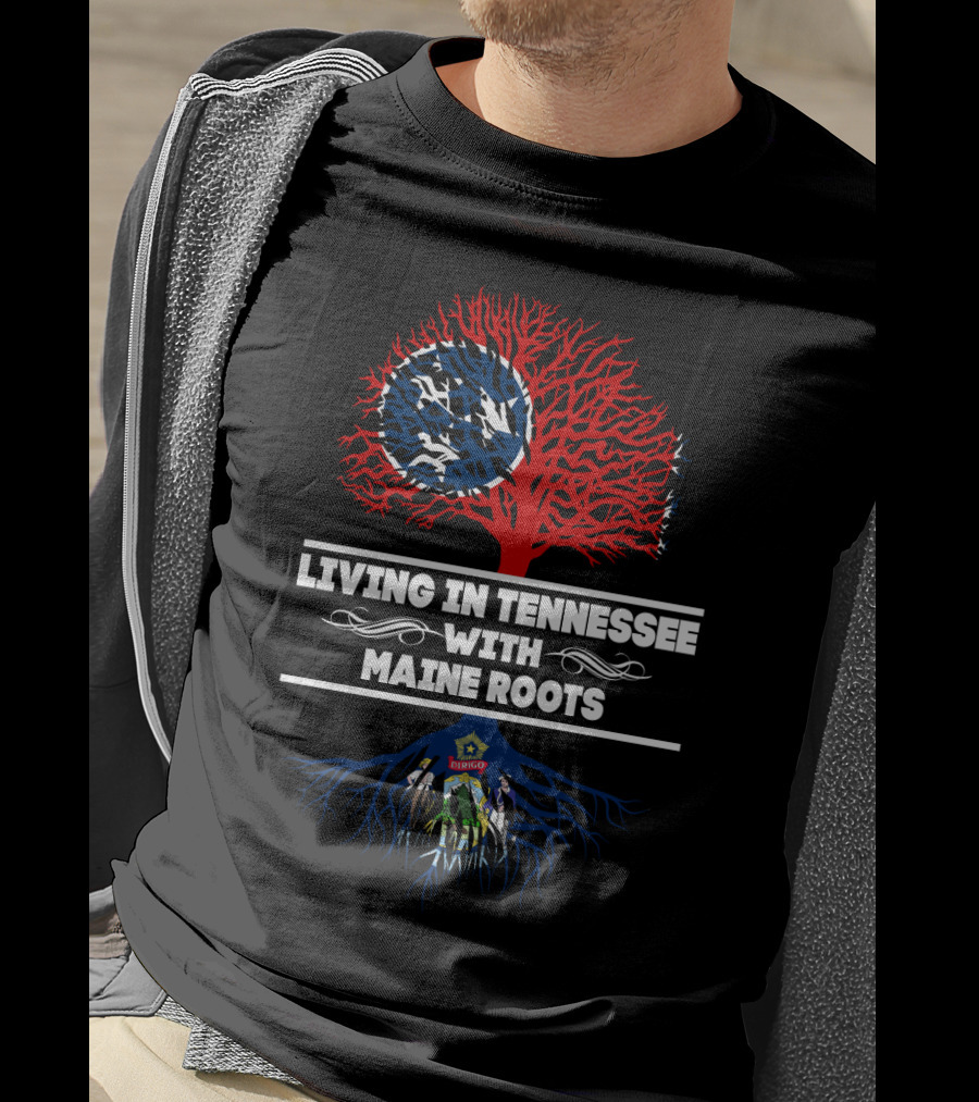 Tennessee Living Maine Heritage Tree With American Flag T-Shirt