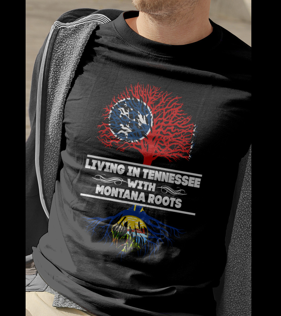 Tennessee Flag Tree With Montana Roots State Pride Connection T-Shirt