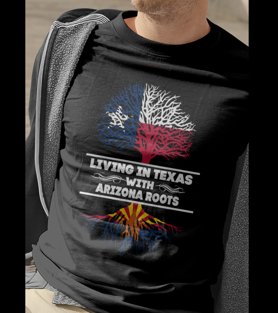 Lone Star State Living With Arizona Roots Tree Design Flag Colors T-Shirt