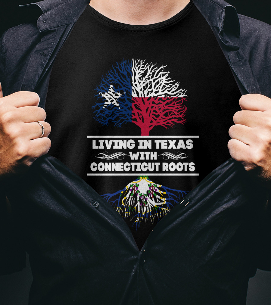 Texas And Connecticut Fusion: Lone Star Flag Tree With Nutmeg State Roots T-Shirt
