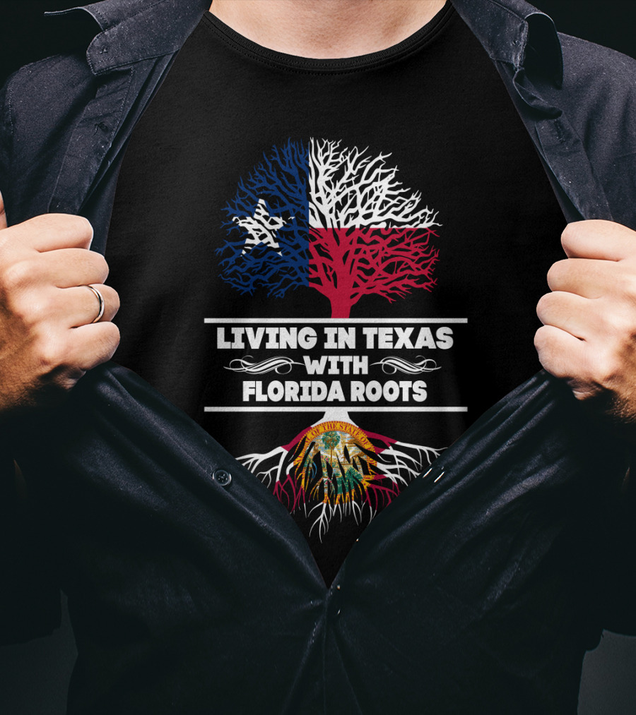 Texas Pride With Deep Florida Roots Symbolized By Flag-Inspired Tree T-Shirt