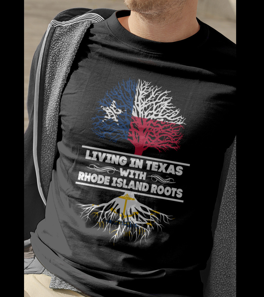 Texas And Rhode Island Heritage: Lone Star And Ocean State Tree Roots T-Shirt