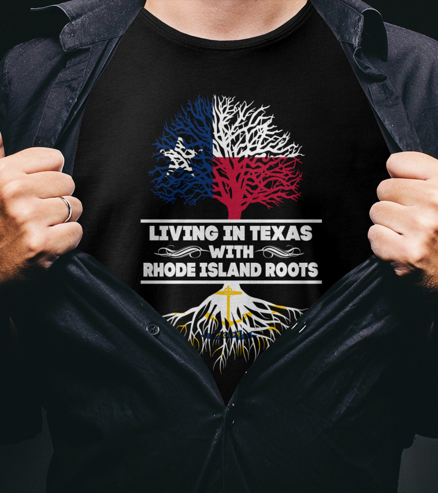 Texas And Rhode Island Heritage: Lone Star And Ocean State Tree Roots T-Shirt