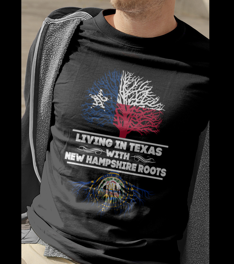 Texas Heritage Meets New Hampshire Ancestry With Flag-Inspired Roots And Lone Star Symbolism T-Shirt