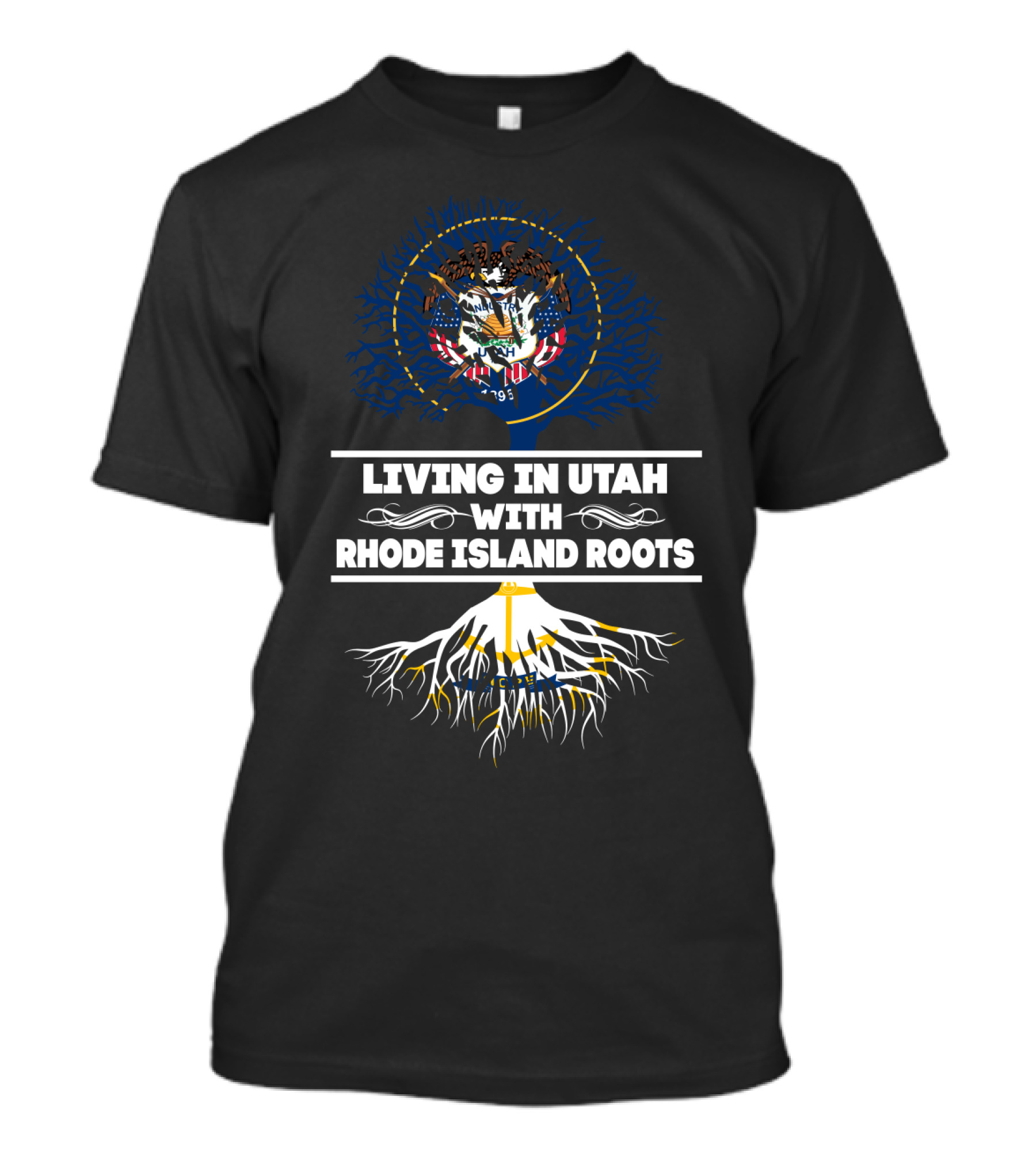 Utah State Emblem And Rhode Island Roots Connection T-Shirt