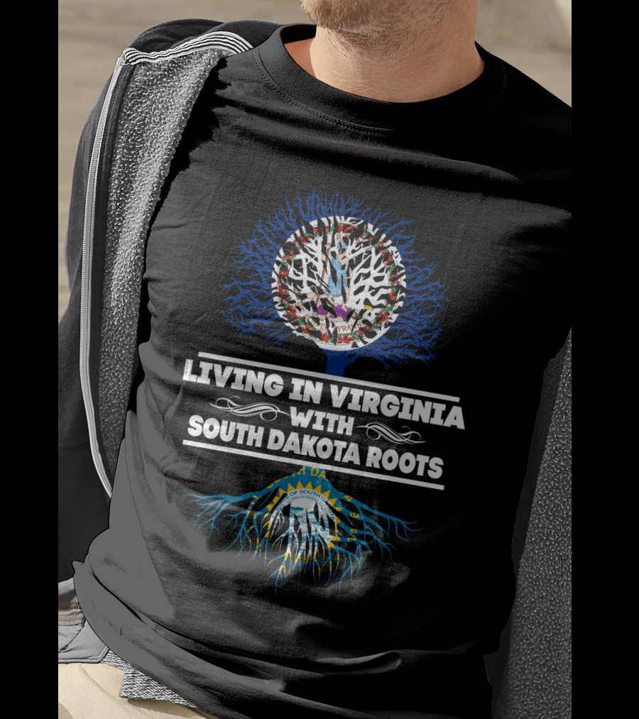 Living In Virginia Celebrating Proud South Dakota Roots With State Symbols T-Shirt