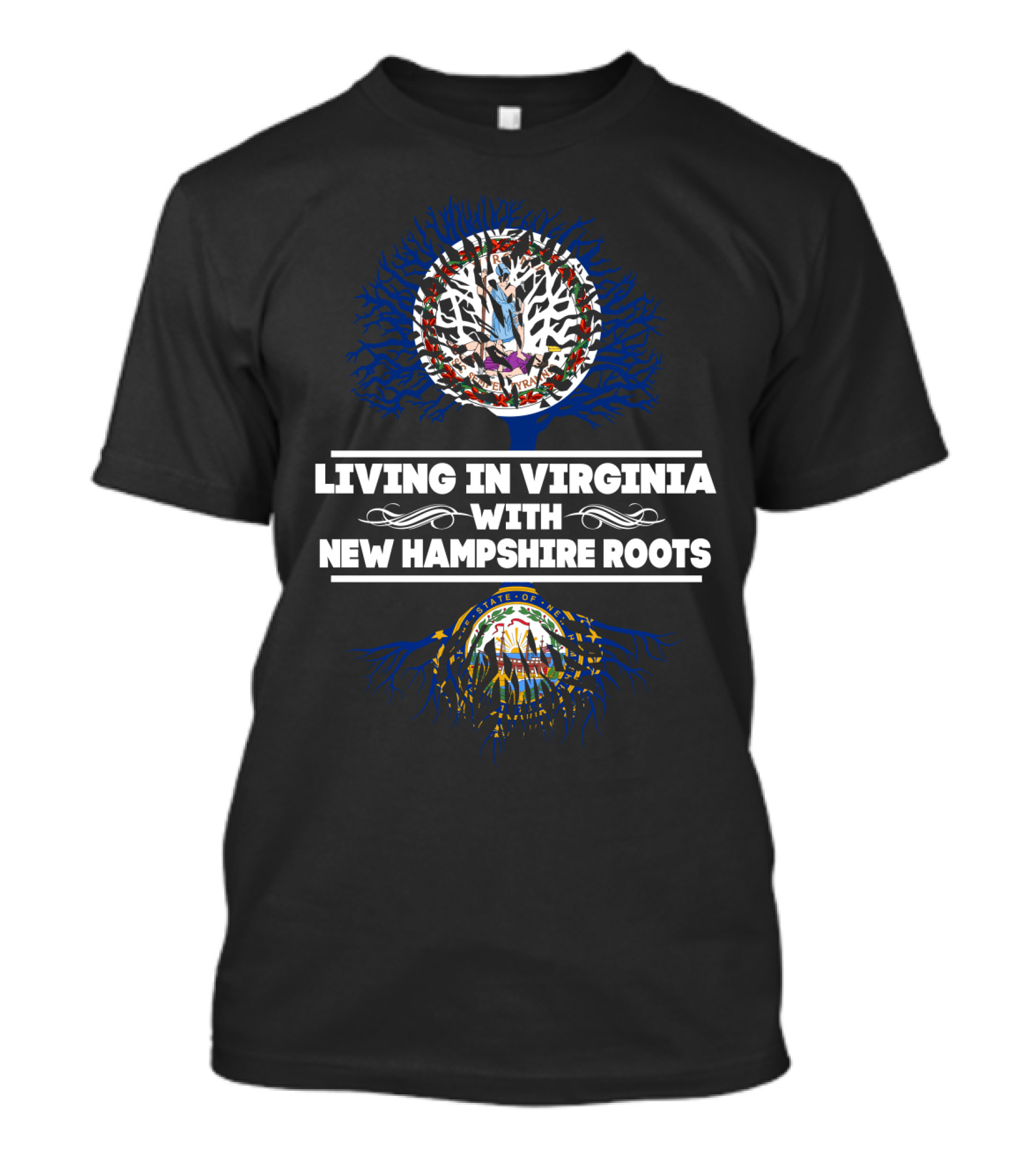 Virginia Living With New Hampshire State Connections And Tree Symbolism T-Shirt