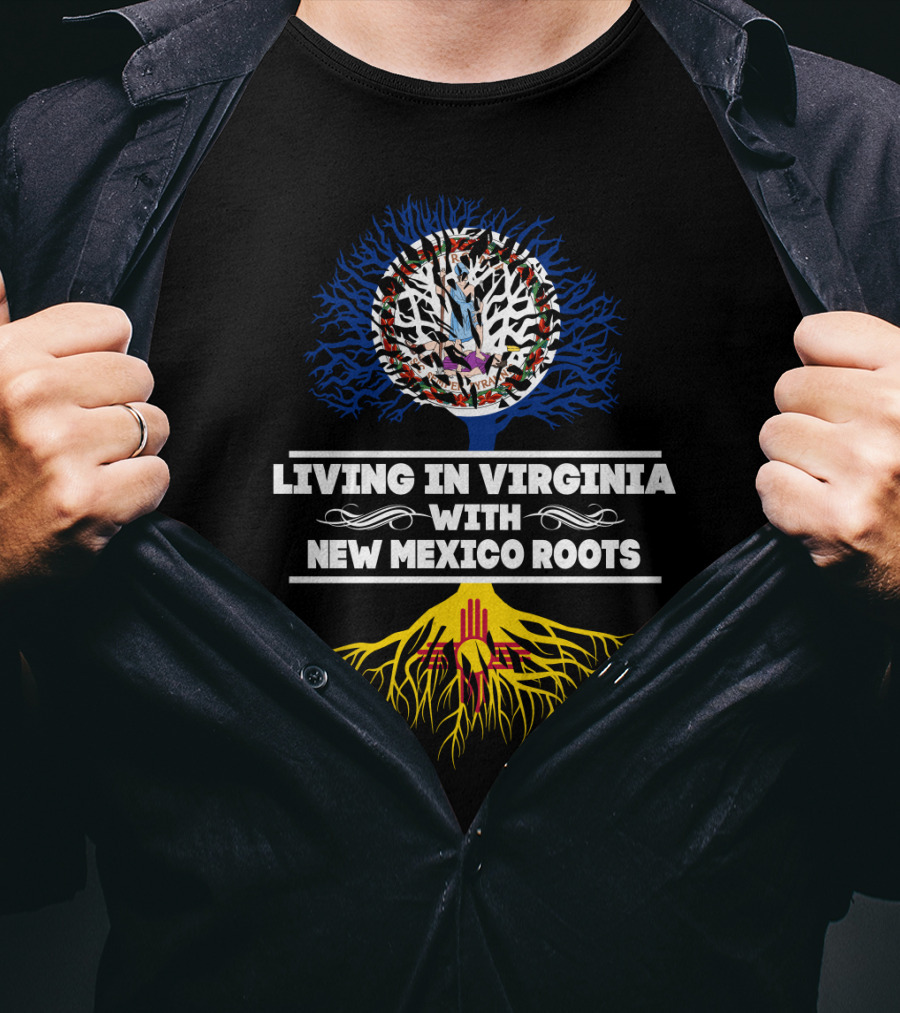 Living In Virginia With New Mexico Zia Roots And State Flag Symbolism T-Shirt